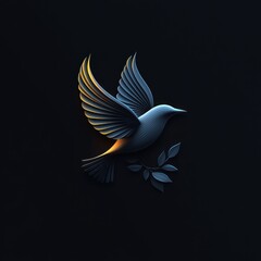 Fototapeta premium A stylized bird in flight, symbolizing freedom and nature, set against a dark background.