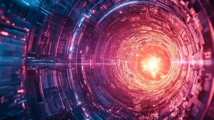 Obraz premium Laser-driven fusion technology representing the future of clean energy, offering a sustainable and efficient solution for global energy needs with cutting-edge advancements in science and technology.