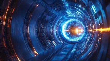 Obraz premium Laser-driven fusion technology representing the future of clean energy, offering a sustainable and efficient solution for global energy needs with cutting-edge advancements in science and technology.