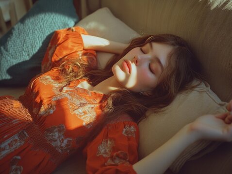 Woman Relaxing on Couch