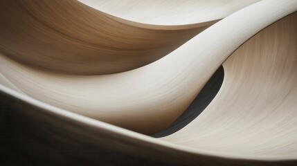 Abstract curved wooden waves creating a harmonious flow, sustainable aesthetic