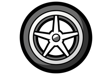Stylish Car Wheel Design Isolated on White Background