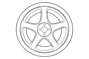 Obraz premium Stylish Car Wheel Design Isolated on White Background