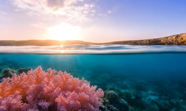 colorful corals in the sea. Generative AI