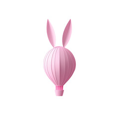 A whimsical pink hot air balloon designed with rabbit ears, evoking a playful and creative atmosphere.