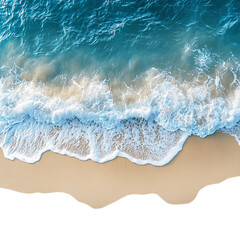 Obraz premium Top View of Waves on Sand Beach Isolated on White and Transparent Background