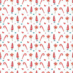 chrismast seamless pattern with hearts