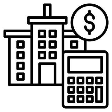 buildings, calculator, dollar sign icon clip art preview