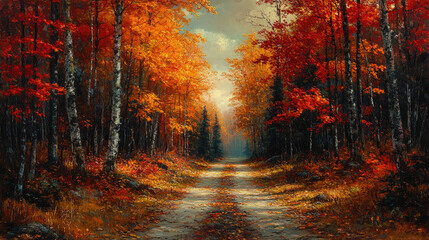 Hiking Trail through a Forest in Autumn