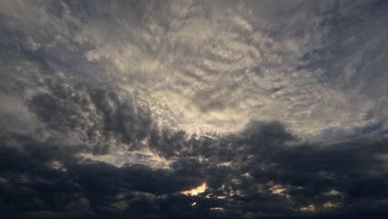 pretty sunrise golden clouds on the sky backdrop - photo of nature
