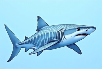 Fototapeta premium Elegant Whale Shark Illustration: Captivating Underwater Art Featuring a Beautiful Blue Backdrop for Nature Lovers
