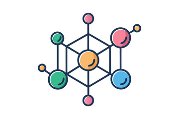 Line Art Icon of Molecule Structure Simplified Biology