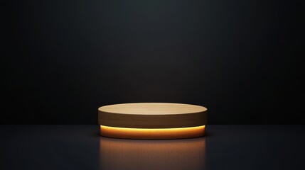 Illuminated Wooden Platform Against Dark Background