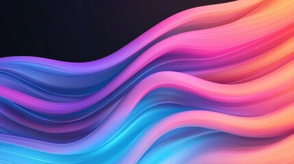 Fototapeta premium A vibrant wave of colorful gradients flows smoothly across a dark background, creating a dynamic and visually appealing design.