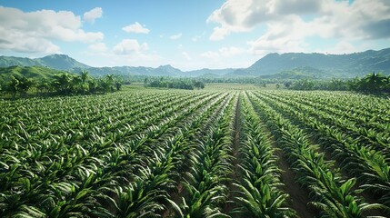Aerial View of Lush Sugar Cane Fields in the Caribbean