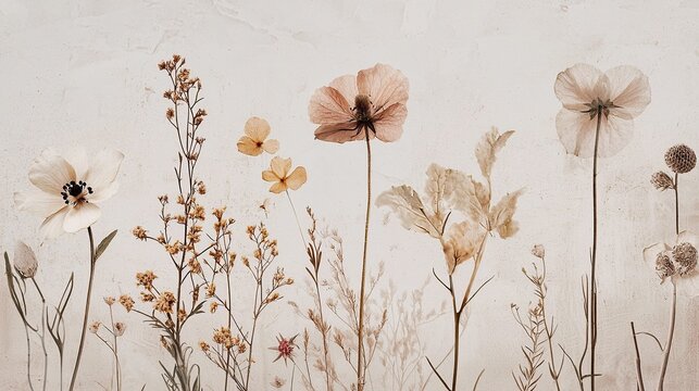 Boho floral poster with empty space. Boho concept horizontal banner