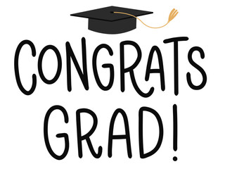 Congrats Grad hand drawn lettering graduation greeting