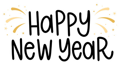 Happy New Year hand drawn lettering greeting
