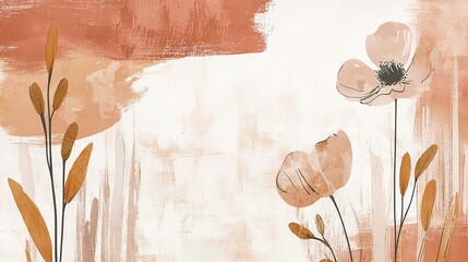 Boho floral poster with empty space. Boho concept horizontal banner