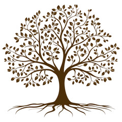 Obraz premium Brown icon of Tree isolated on a transparent background Minimalist flat icon, vector logo style sign clipart on a no background png