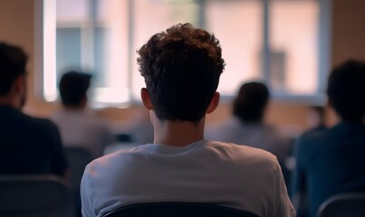 diplomatic young male mediating a conversation between friends in a modern classroom, Generative AI 
