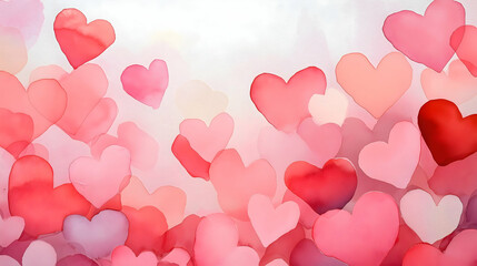 A colorful background filled with various shades of hearts, creating a romantic and cheerful atmosphere.