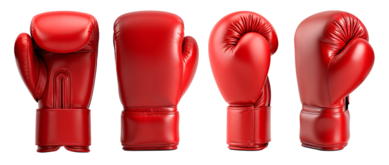 Red boxing gloves mockup with multiple angle view, isolated background