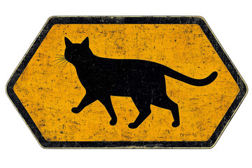 Beware of Cat, A comical oversized warning sign featuring a cartoonish angry cat