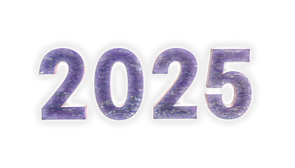 キラキラ・ギラギラ輝ききらめく宝石・ガラス・金属のような質感の光を反射した2025の3dテキスト　元日・新年・季節・カレンダー・お祝い・新年会・2025年のイメージテキスト