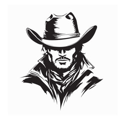 Cowboy Face Vector Image. Cowboy Silhouette Vector Images