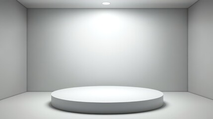 Fototapeta premium Minimalist White Room Circular Platform Display