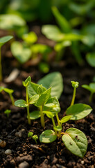 The earth is on the leaves of young seedlings. natural green background environment day concept, clipart style, with white tones
