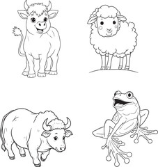 Obraz premium Farm Animal line art on white backgroun