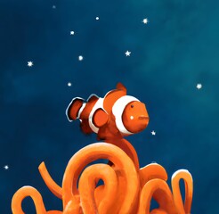 Fototapeta premium Clownfish - cartoon