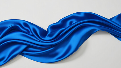 Elegant Blue Satin Ribbon on Sky Background