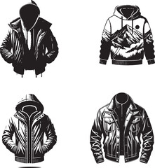 Boys jacket  black and white silhouette assets in vector farm 