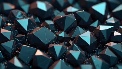 Abstract 3d rendering of triangulated surface. Modern background. Futuristic polygonal shape. Low poly minimalistic design for poster, cover Generative AI