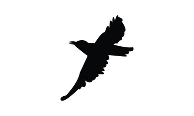 Flying Roller Bird Silhouette Design  And Vector Illustration. 
