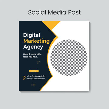 Digital marketing agency business promotion social media post design and square web banner template