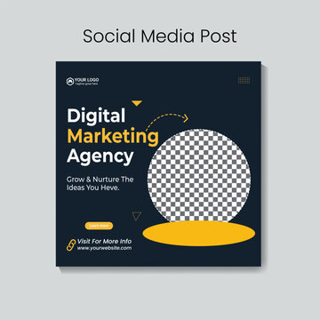 Digital marketing agency business promotion social media post design and square web banner template
