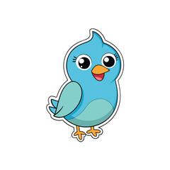 Cute Bird Sticker Vector Illustration


