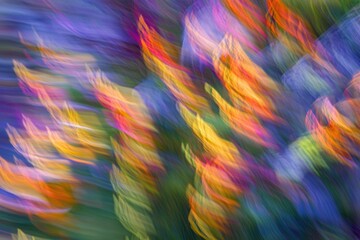 Abstract Meadow with Swaying Colorful Flowers