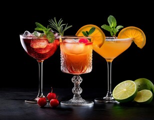 Fototapeta premium delicious alcoholic cocktails at the bar