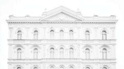 White building facade with classical architecture details.