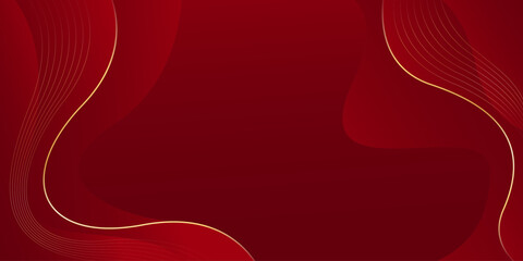 Abstract red luxury background with gold lines. Elegant wave modern wallpapers. Suitable for templates, banners, cards, sales, ads, events, awards, web and pages