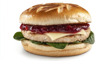Gourmet Turkey Burger with Spinach and Cranberry Sauce