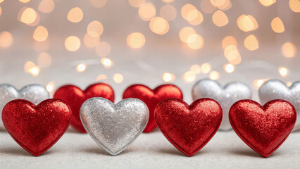 Fototapeta premium Valentine's day hearts display cozy indoor setting decorative content romantic atmosphere close-up view love concept