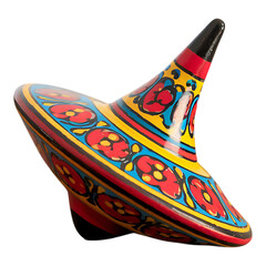 Vibrant Wooden Spinning Top with Hand-Painted Details