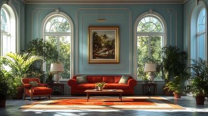 Elegant Living Room with Classic Style. Luxurious Interior Design.