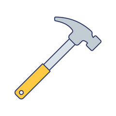 Hammer Icon Illustration in Flat Style .Ideal for construction, engineering, and industrial design projects.